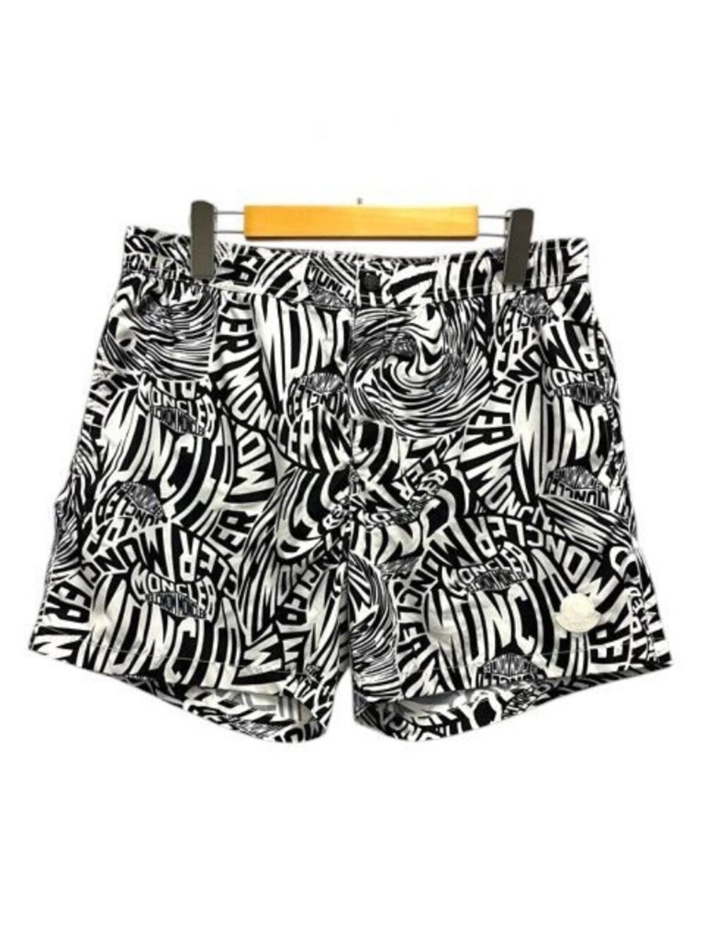 Moncler Shorts Nylon Logo All Over Pattern L White Black
